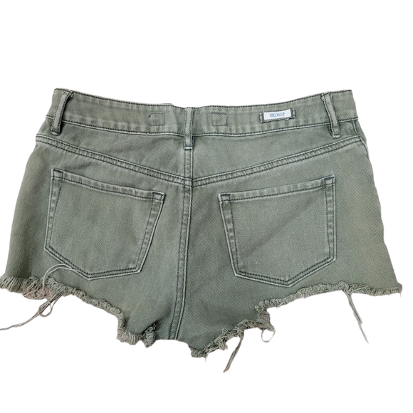 Brandy Melville Army Green Denim Shorts Size 27 - Picture 2 of 5